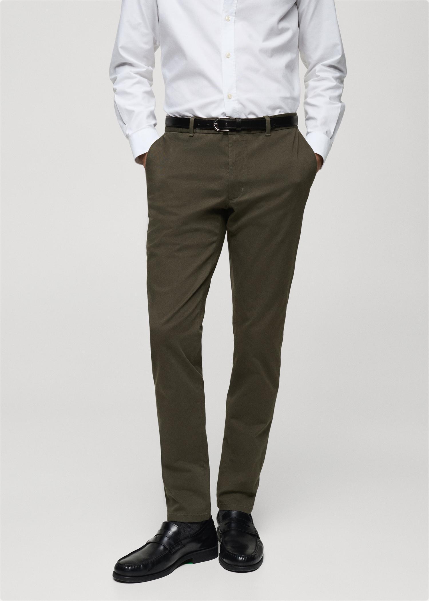 Barna slim-fit twill chino pants - Men | MANGO USA Product Image