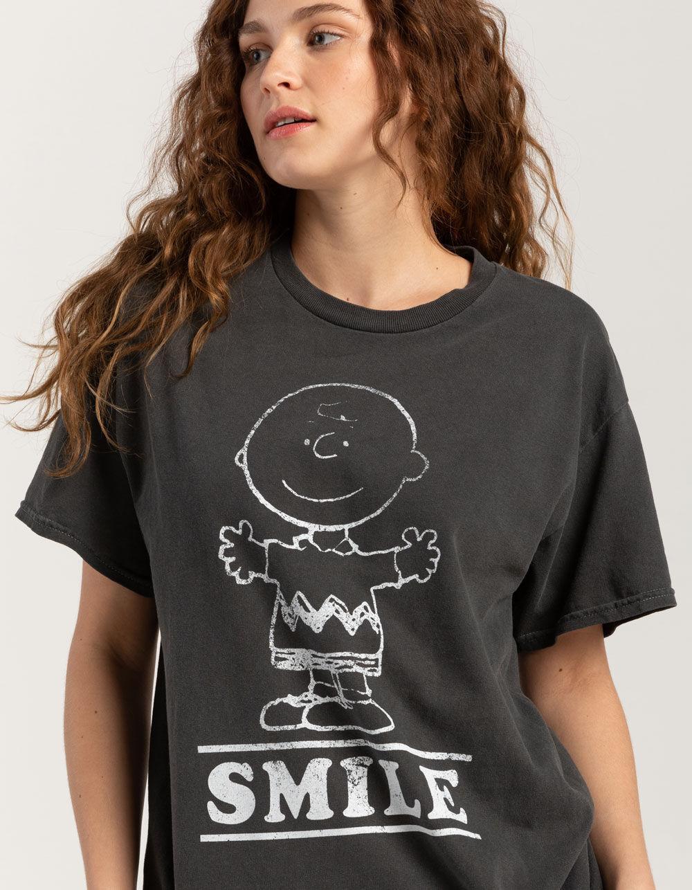 PEANUTS Charlie Brown Smile Womens Tee - GRAY Product Image