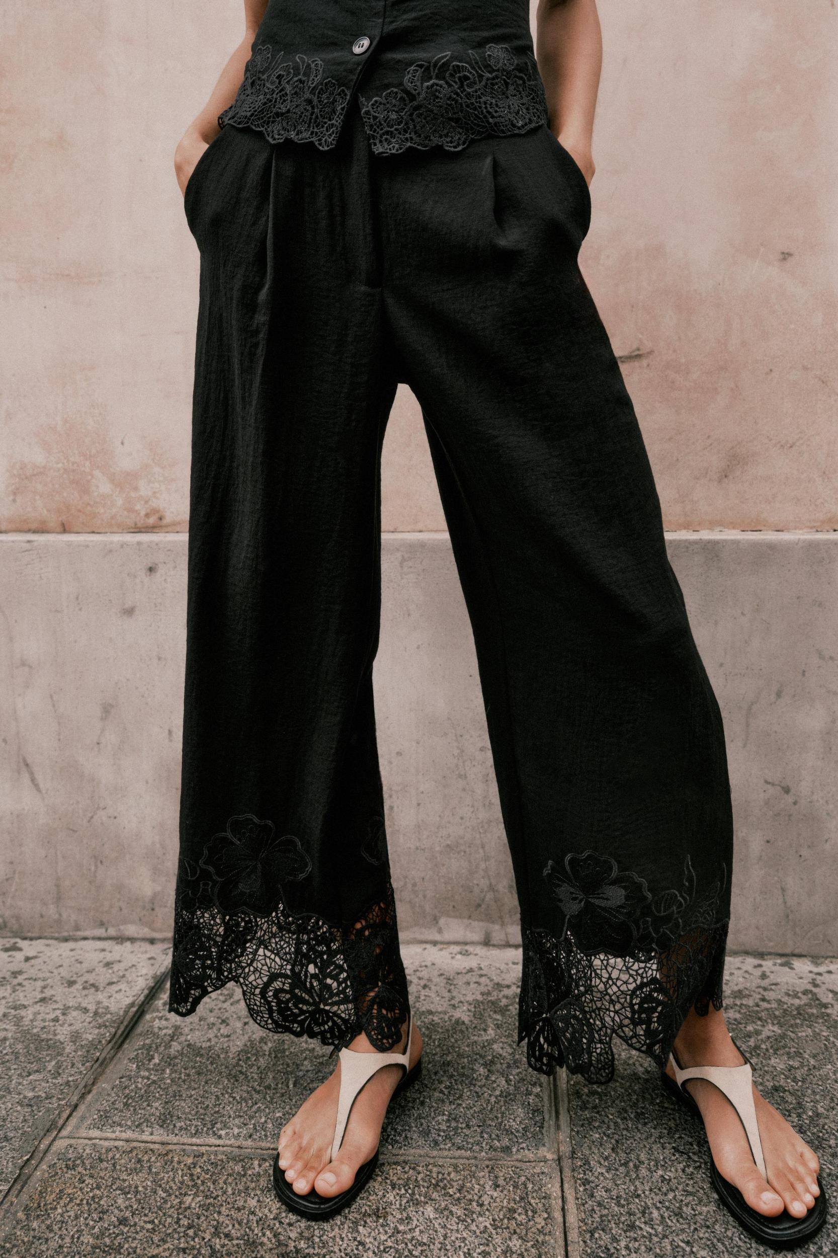 EMBROIDERED HEM CULOTTES Product Image