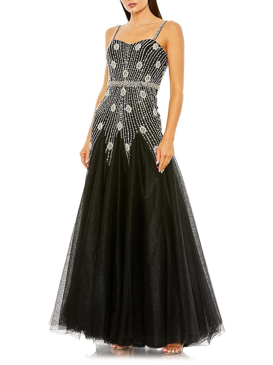 Mac Duggal Slim Strap Embellished Bustier Gown Product Image