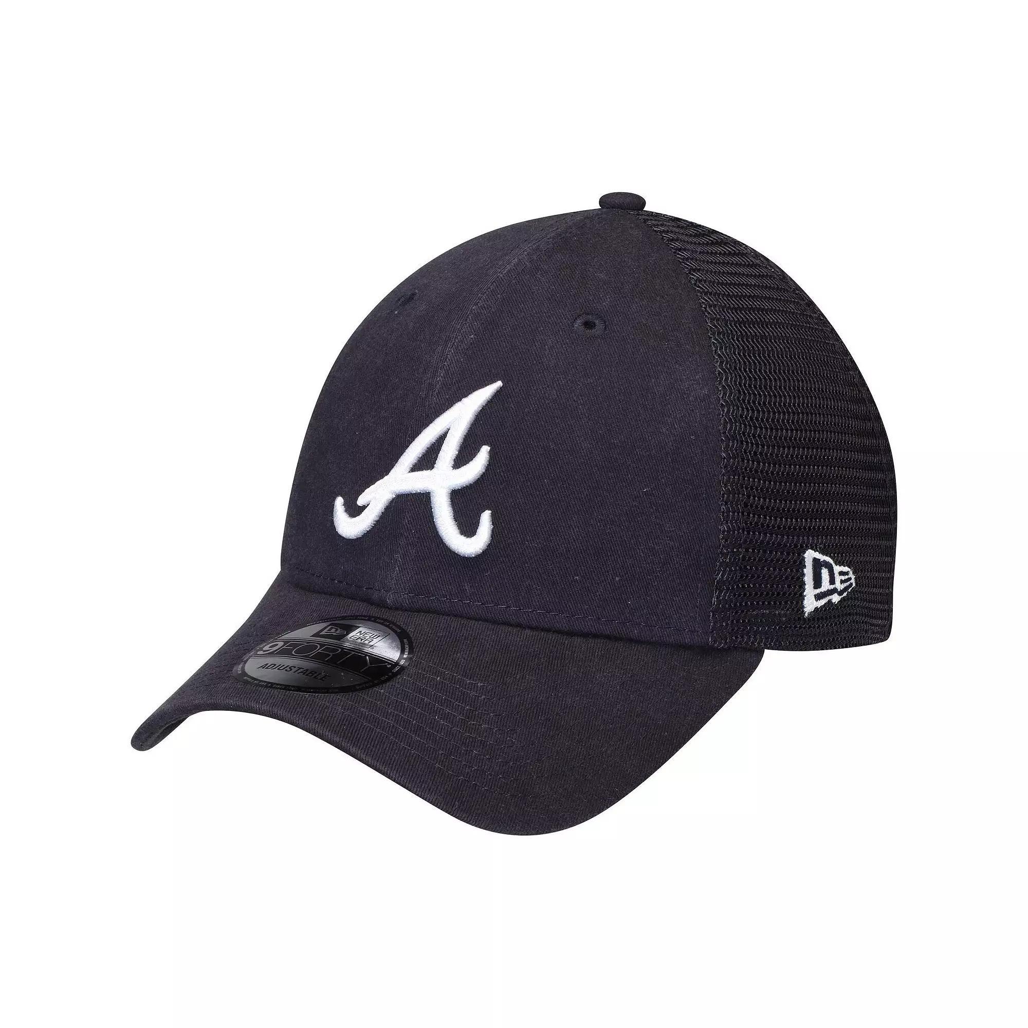Mens New Era Atlanta Braves Trucker 9FORTY Adjustable Snapback Hat, Blue Product Image