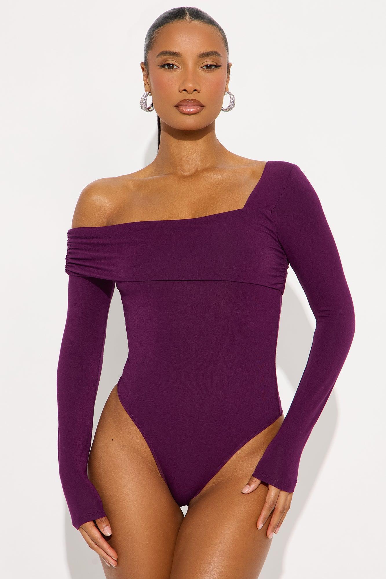 Gia One Shoulder Bodysuit - Plum Product Image