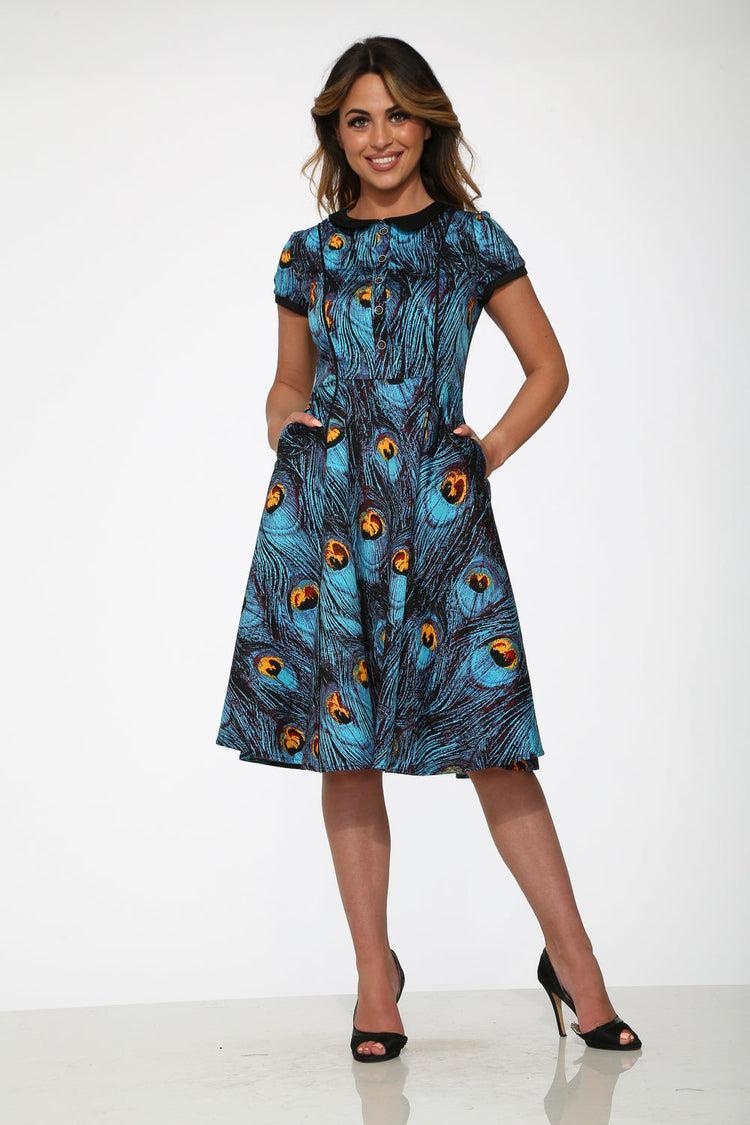 Blue Peacock Swing Dress Product Image