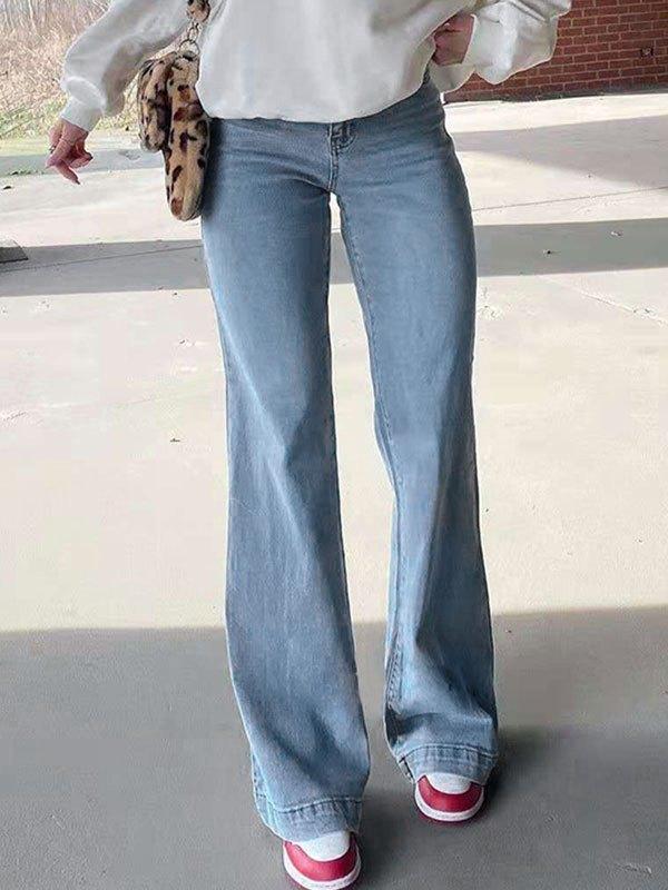 Mid Waist Washed Boyfriend Jeans Product Image