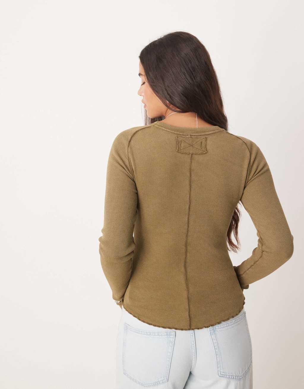 Free People easy does it slash neck top in moss green Product Image