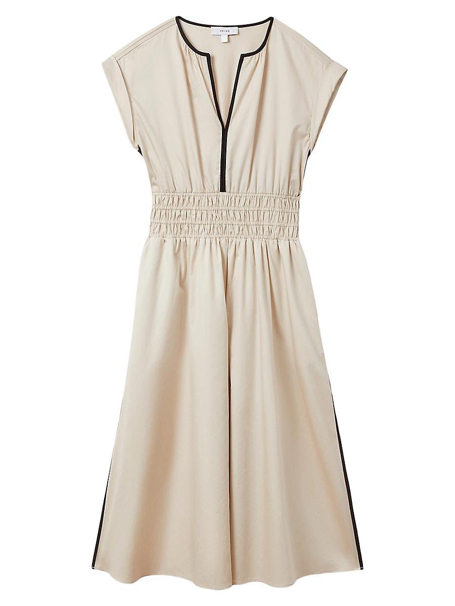 Womens Lena Cotton Ruched-Waist Midi-Dress Product Image