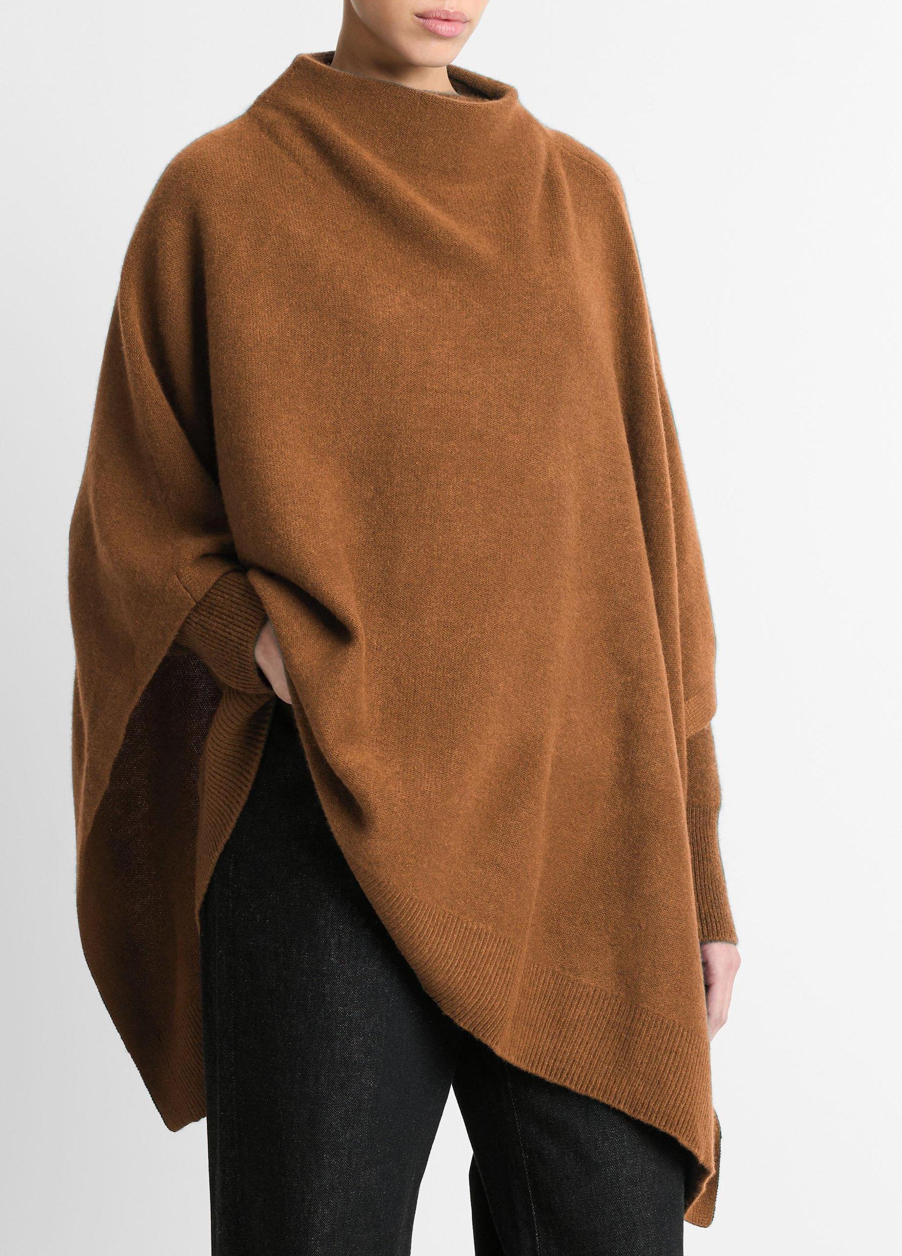 Womens Plush Cashmere Funnel Neck Poncho, Mink Vince Product Image