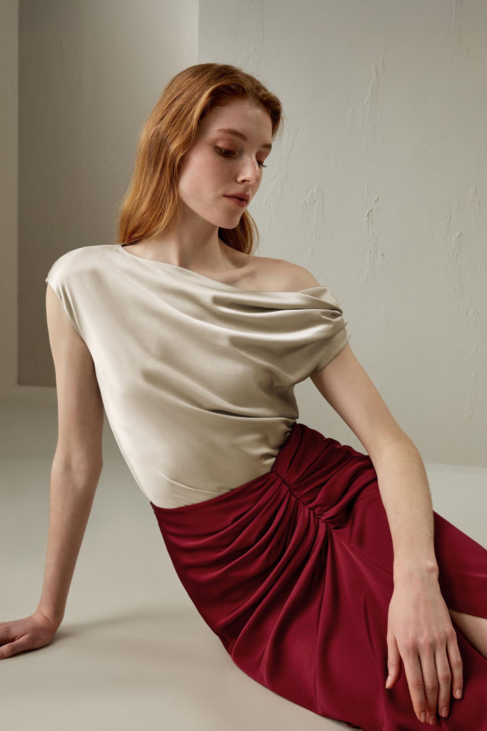 Boat Neck Silk Top Product Image