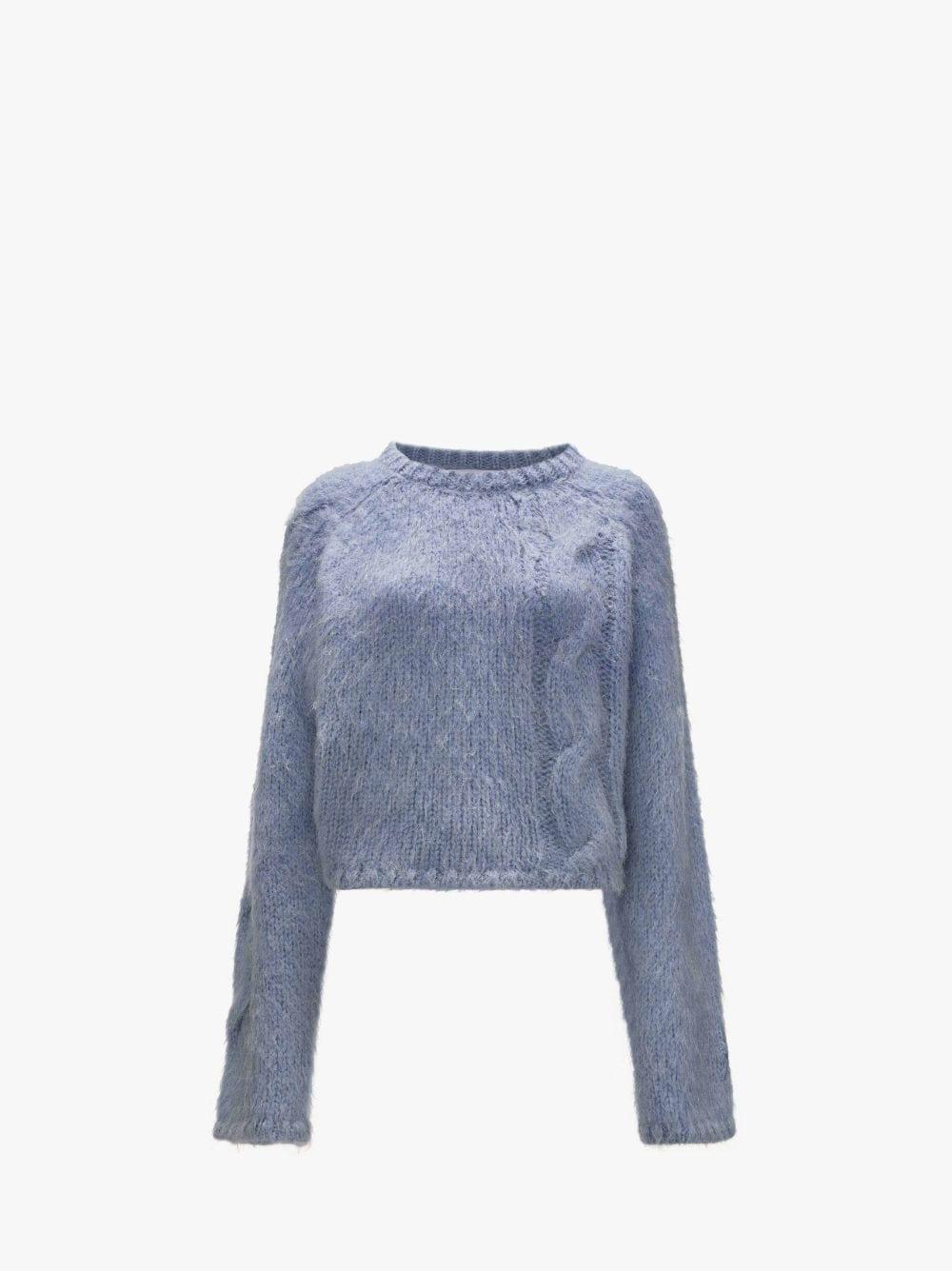 CROPPED CABLE KNIT SWEATER in blue | JW Anderson US  Product Image