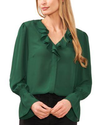 CeCe Ruffled V Neck Blouse Product Image