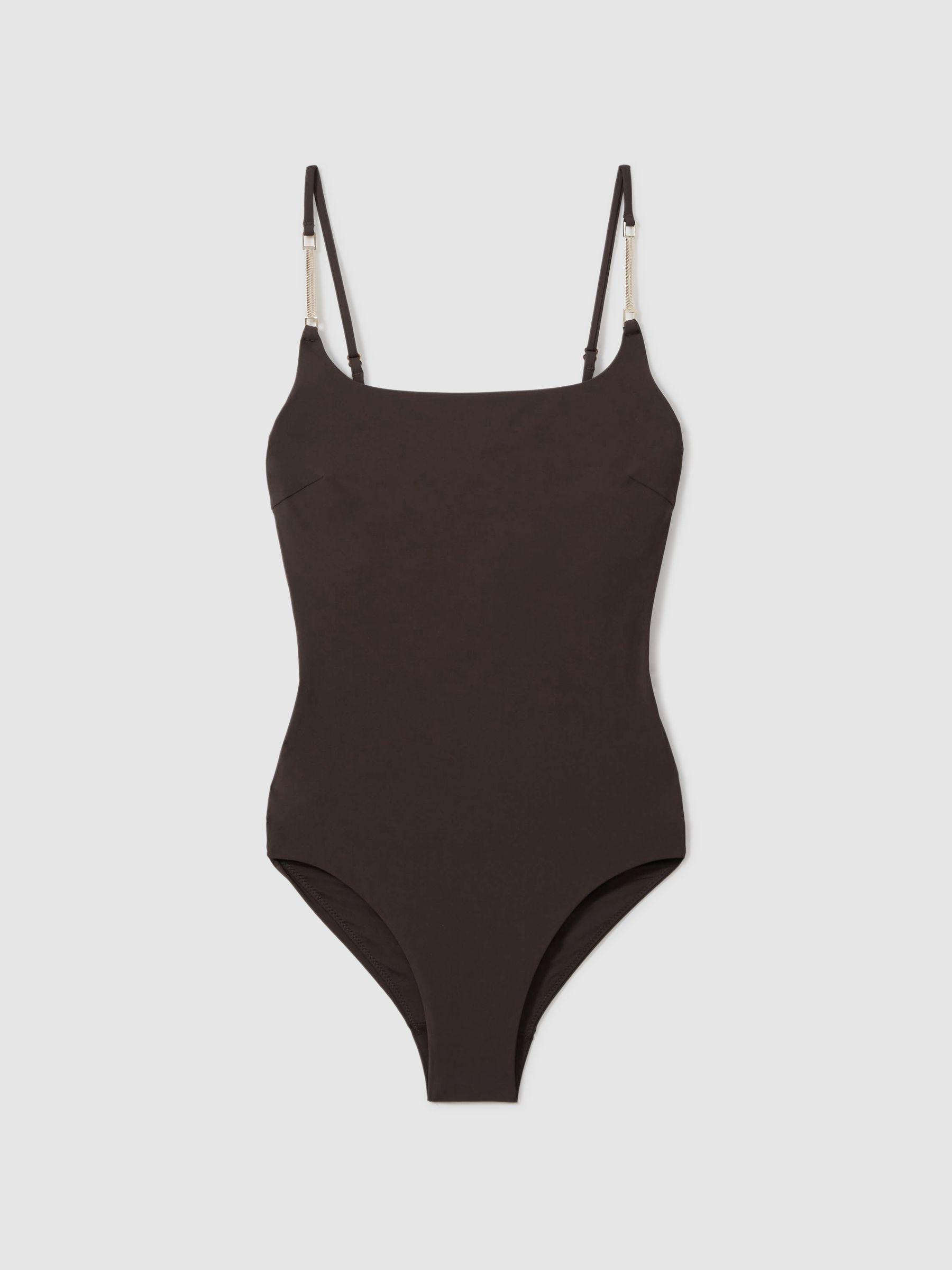 Chain Detail Underwired Swimsuit in Chocolate Product Image