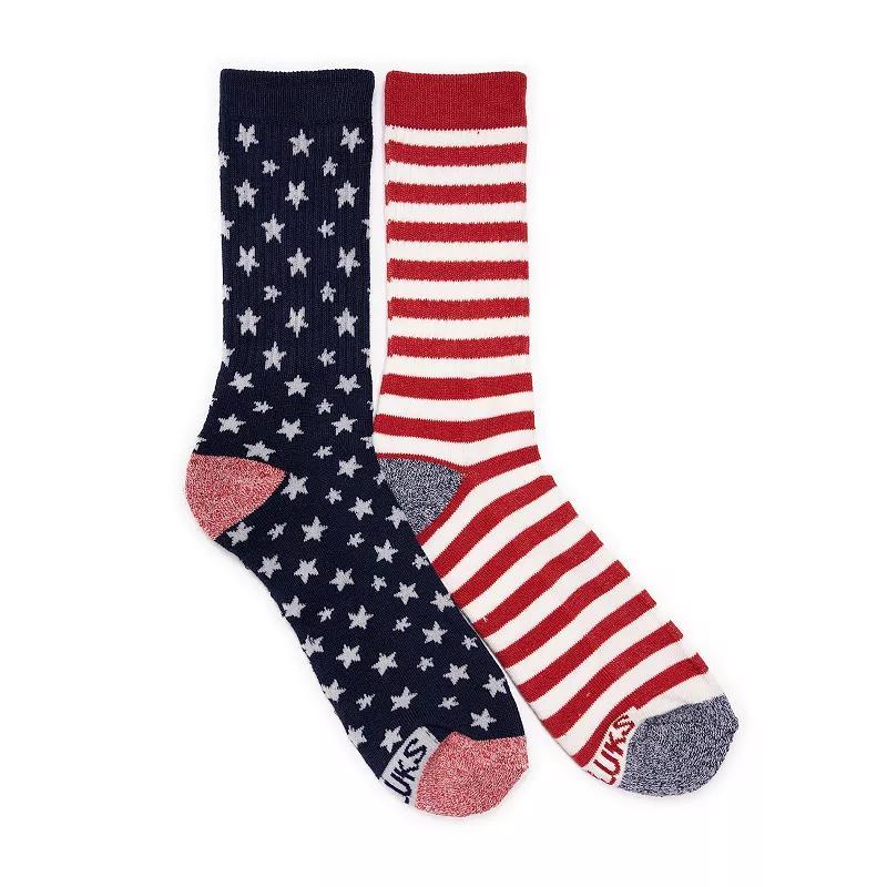 MUK LUKS Patriotic Crew Socks 2-Pack, Womens Product Image