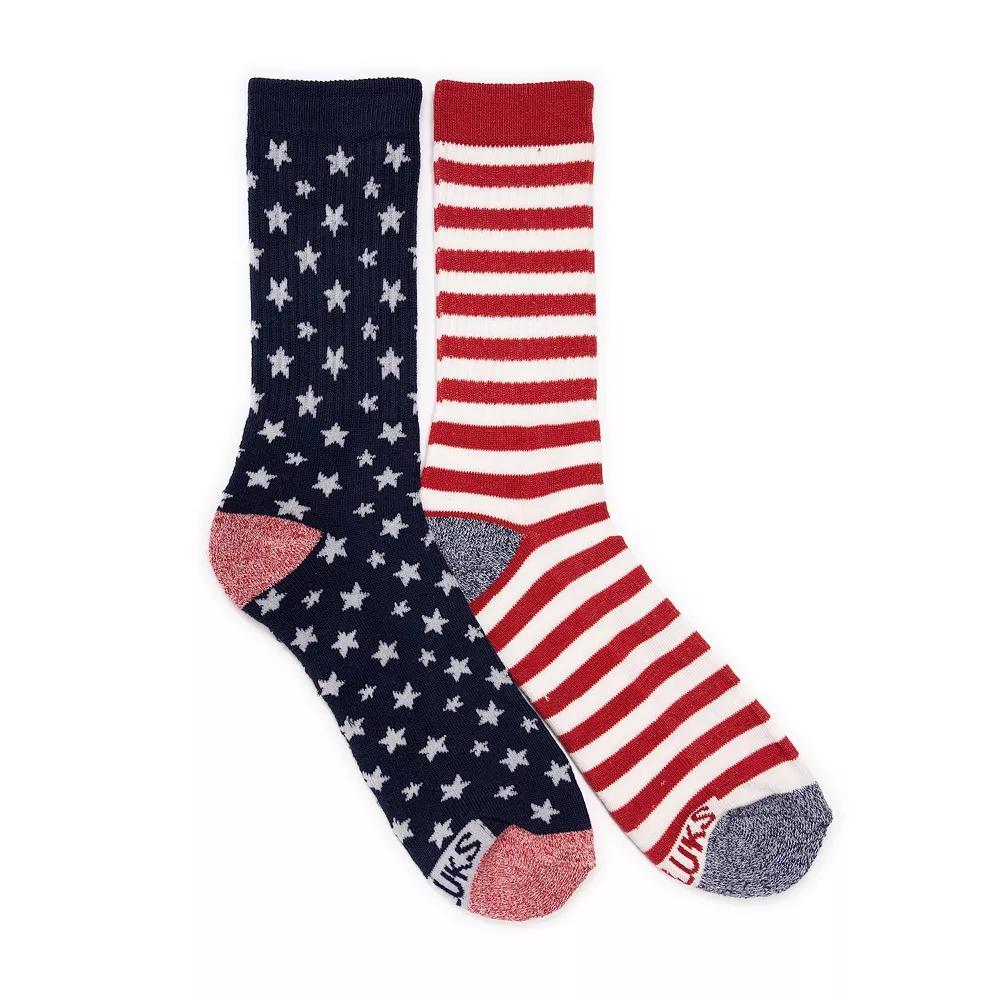 MUK LUKS Patriotic Crew Socks 2-Pack, Womens Product Image
