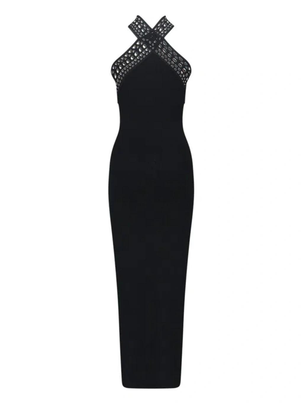ALAÏA Alaia Womens Noir Alaia Vienne Slim-fit Knitted Maxi Dress In Black Product Image