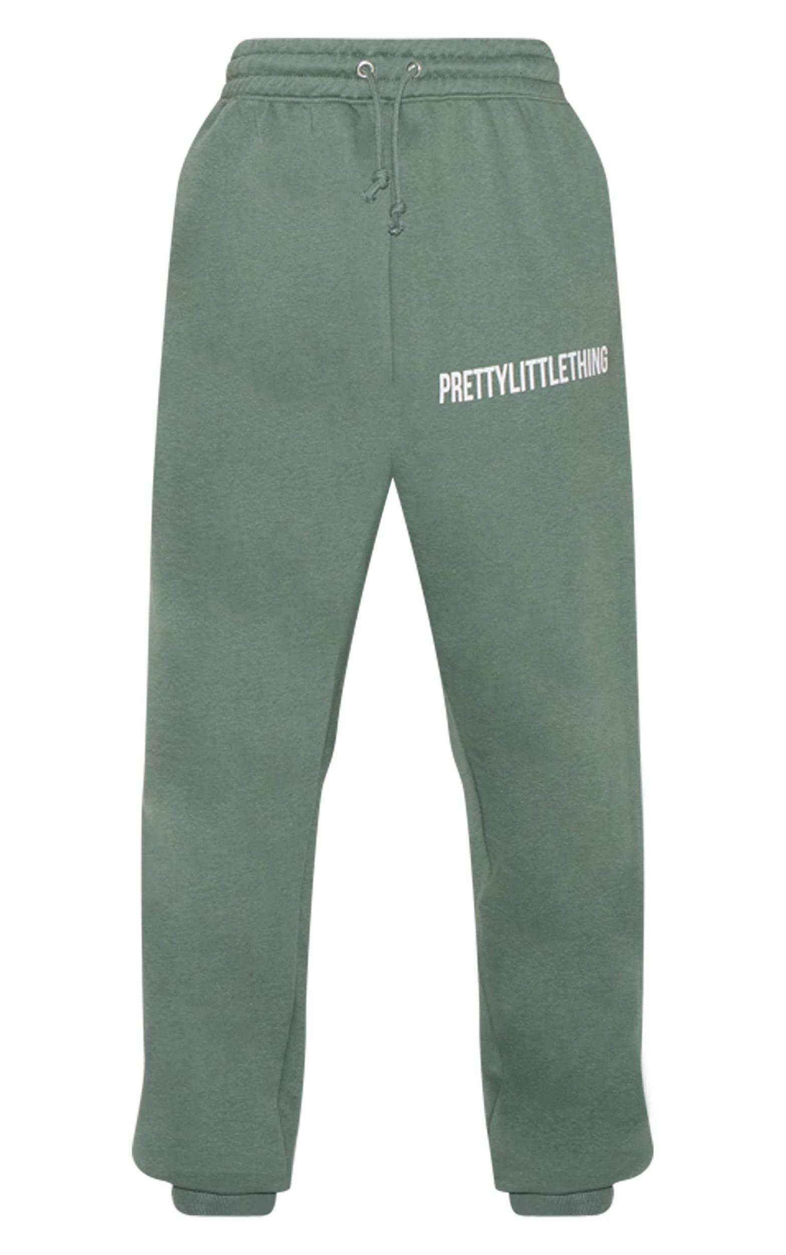 PRETTYLITTLETHING Sea Green Logo High Waisted Cuffed Sweatpant Product Image