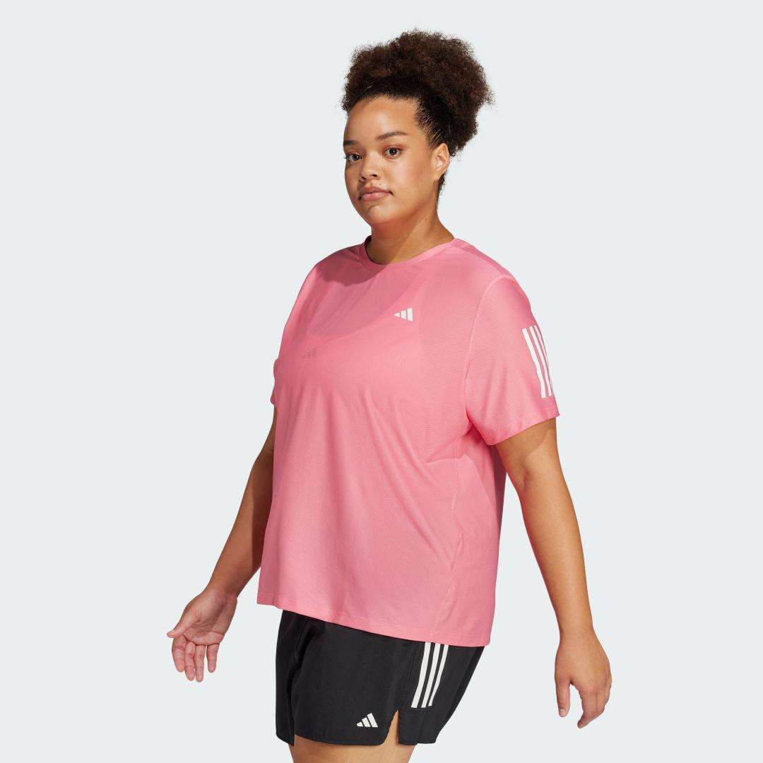 adidas Own The Run Tee (Plus Size) Pink Fusion 2X Womens Product Image