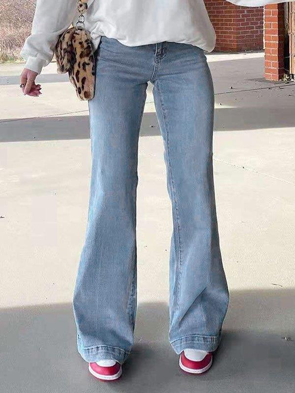 Mid Waist Washed Boyfriend Jeans Product Image