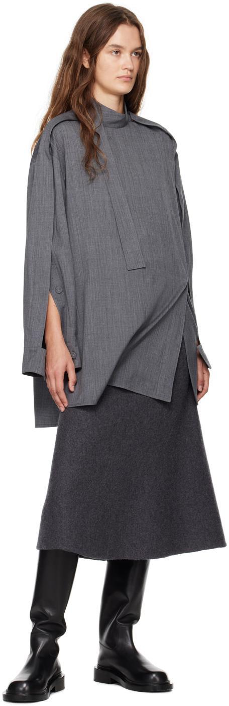 JIL SANDER Neck Strap Boxy Wool Top In 030 Volcanic Glass Product Image