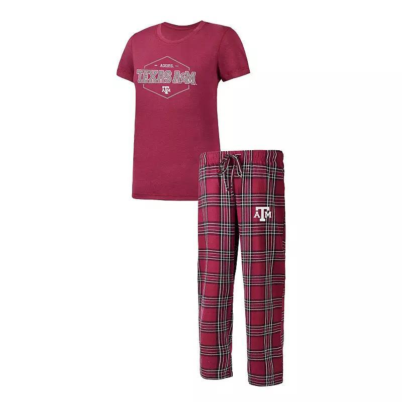 Women's Concepts Sport Maroon/Black Texas A&M Aggies Badge T-Shirt & Flannel Pants Sleep Set, Size: 3XL, Red Product Image