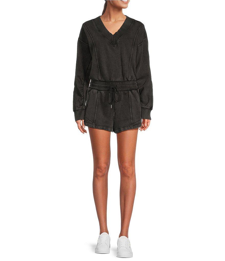 FP Movement Intercept V-Neckline Long Sleeve Drawstring Waist Romper Product Image