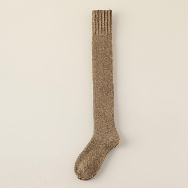 Plain Fleece Lined Over the Knee Socks Product Image