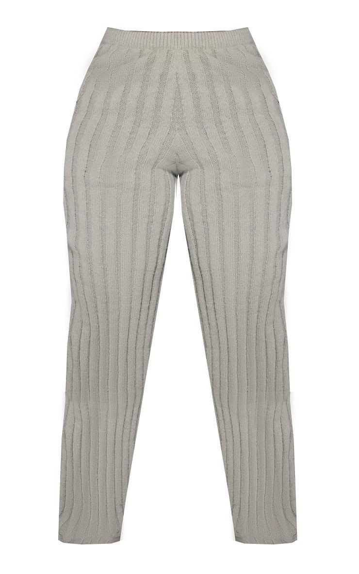 Plus Grey Brushed Rib Knit Wide Leg Pants Product Image