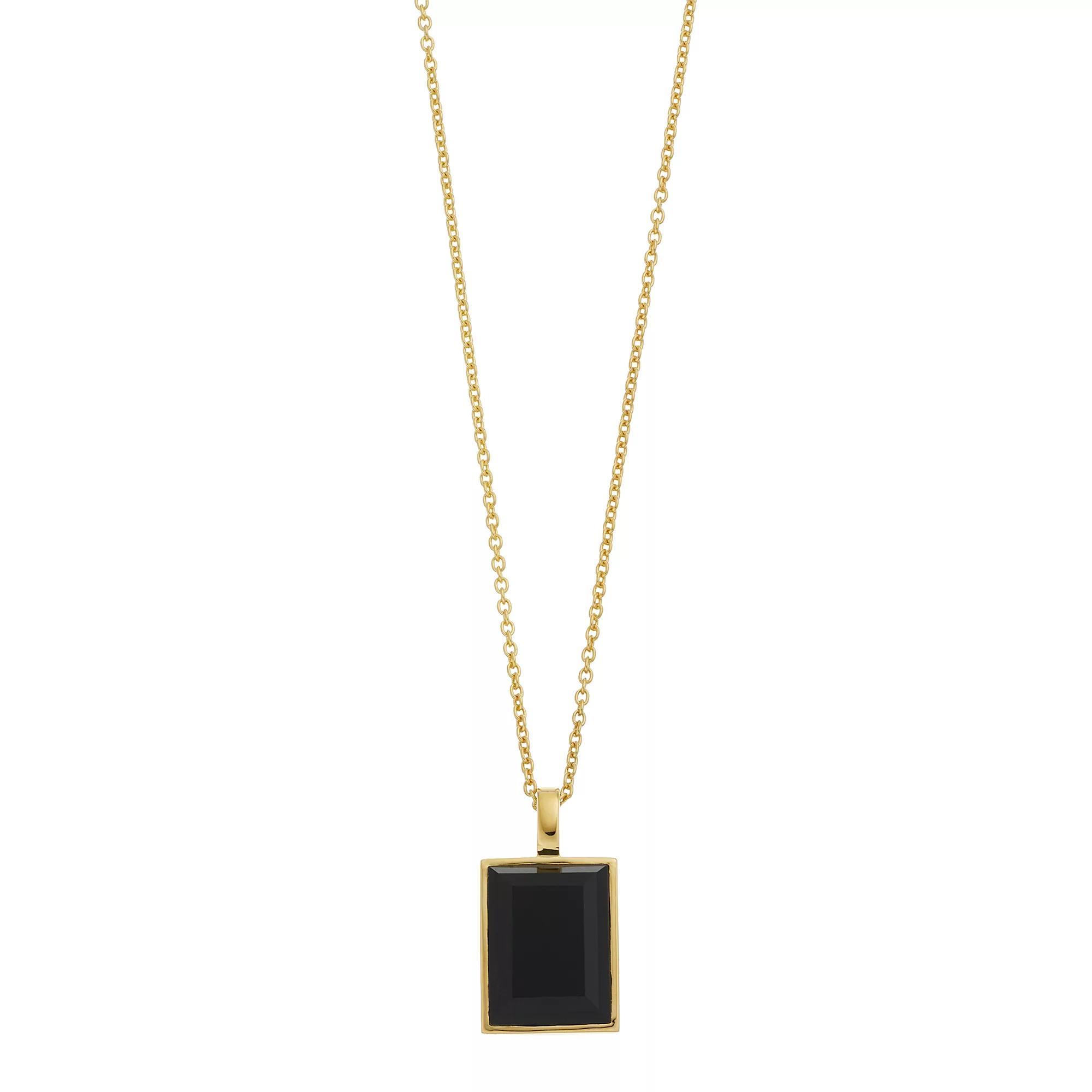 SIRI USA by TJM Octagon Cut Black Onyx Pendant Necklace, Women's, Size: 18" Product Image