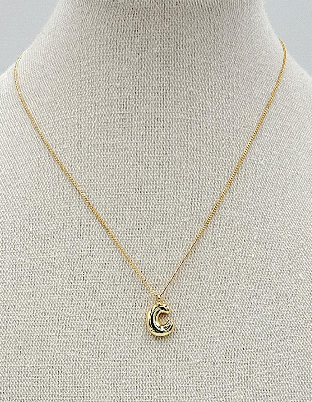 DO EVERYTHING IN LOVE 14K Gold Dipped C Initial Bubble Necklace Product Image
