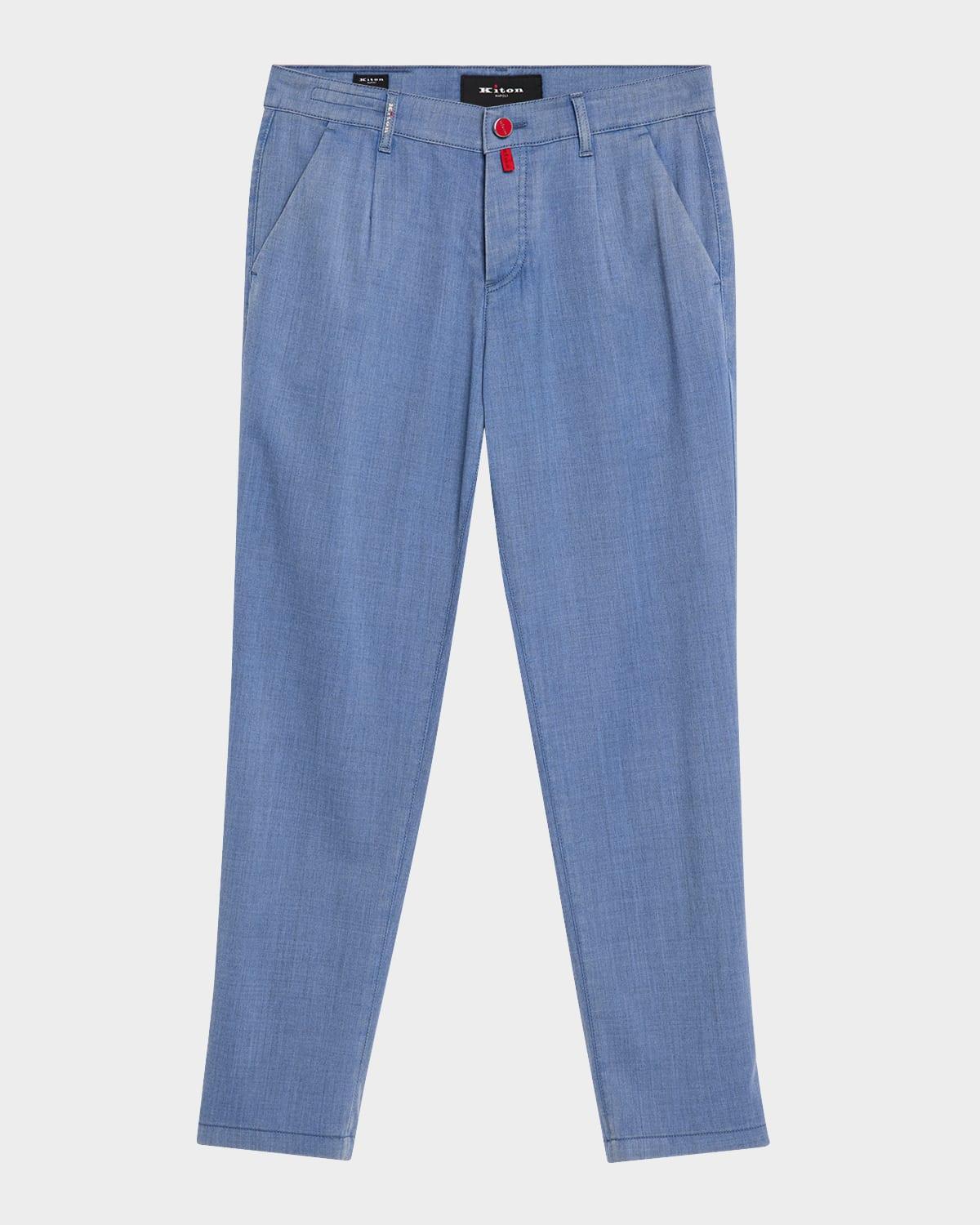 Mens Washed Wool Single-Pleated Pants Product Image