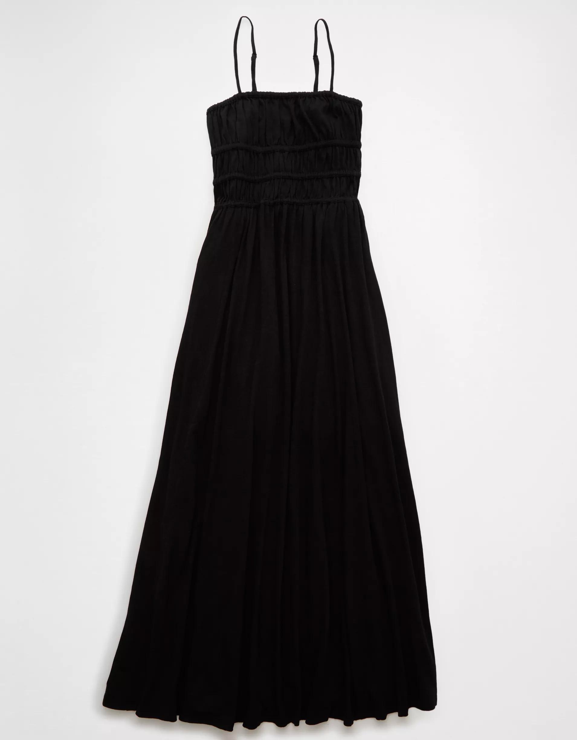 AE Sunchaser Knit Smocked Bodice Striped Midi Dress Product Image