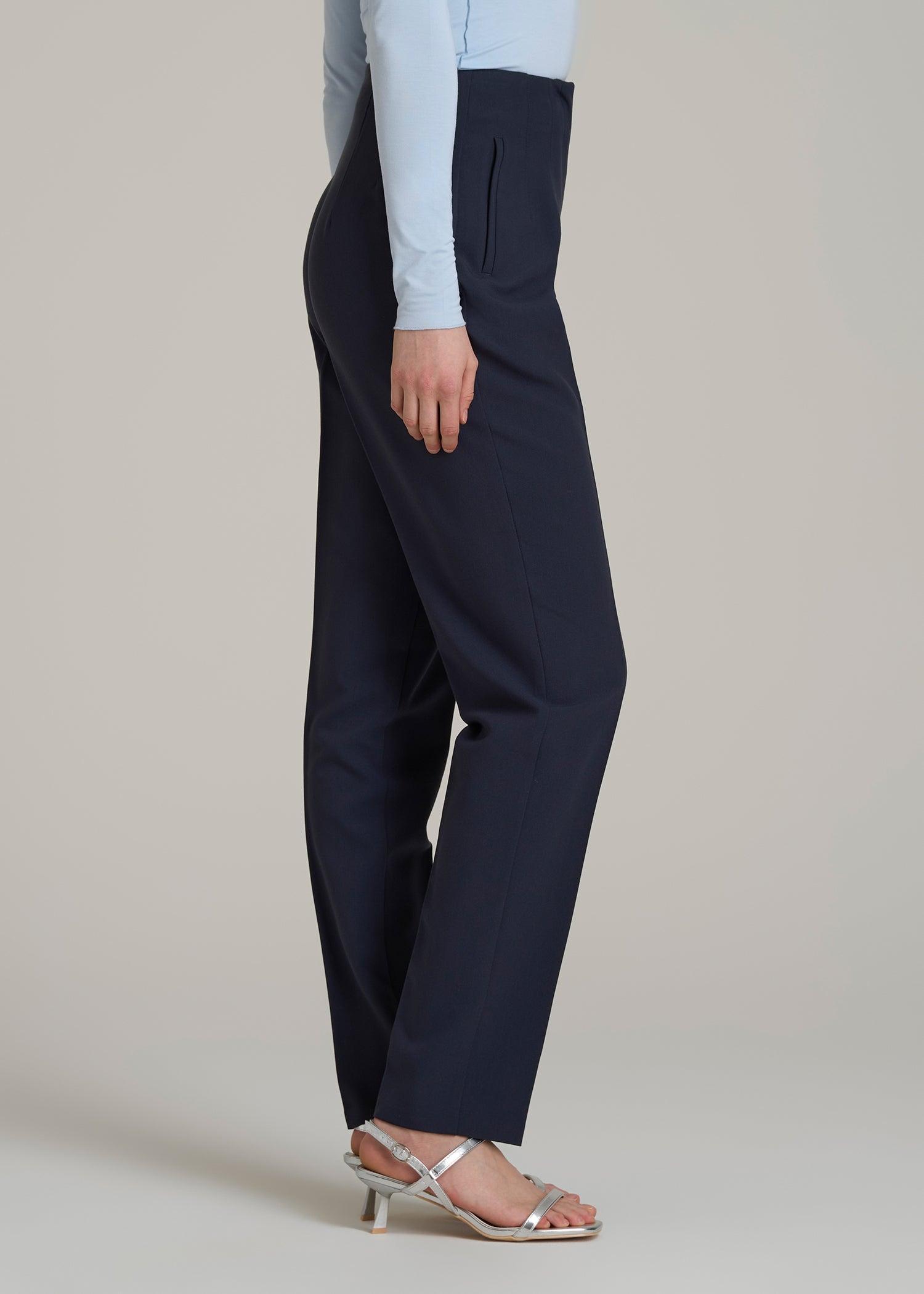 High Rise Pants with Darts for Tall Women in Navy Product Image