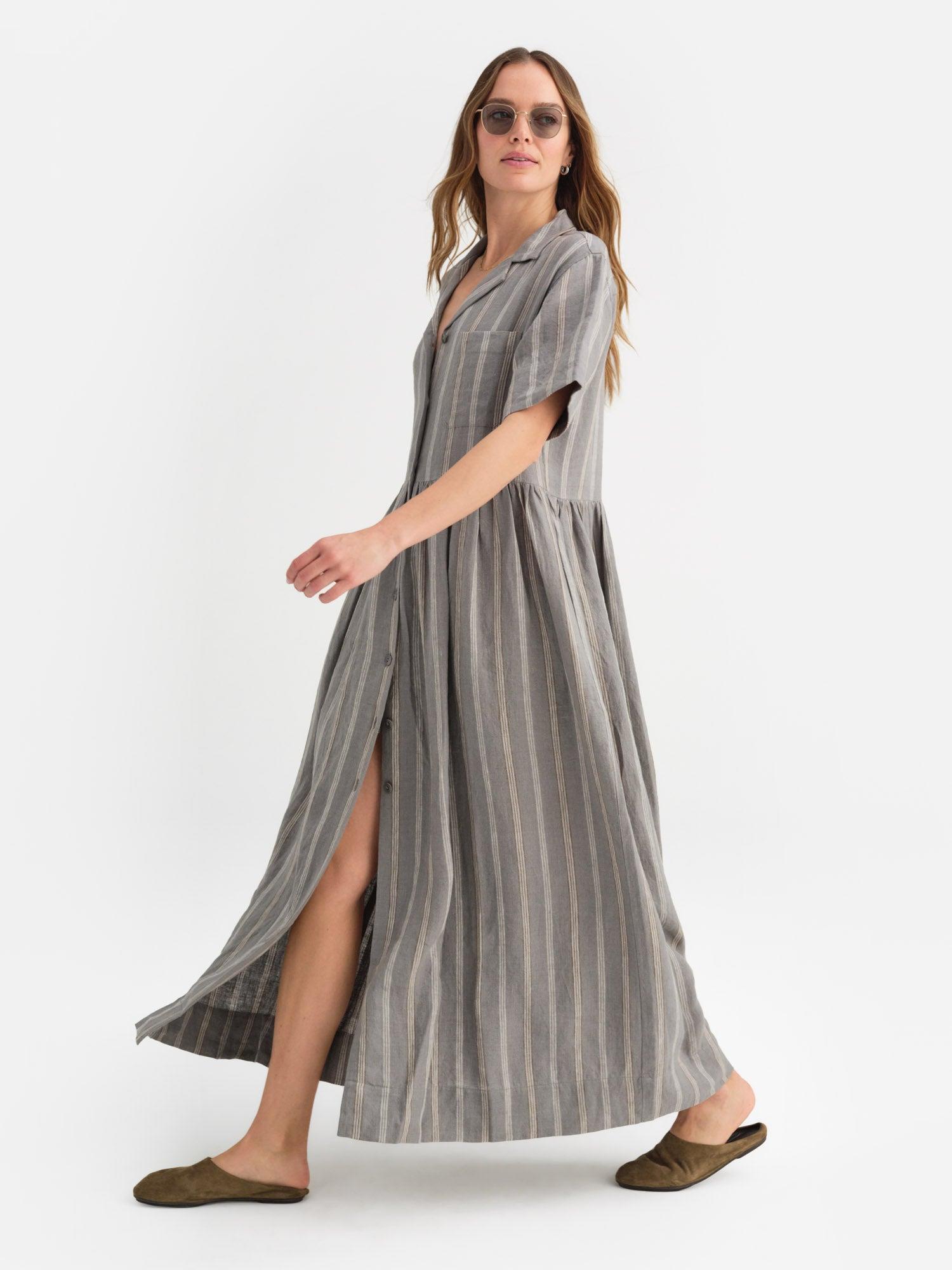Organic Linen Shirt Dress Female Product Image