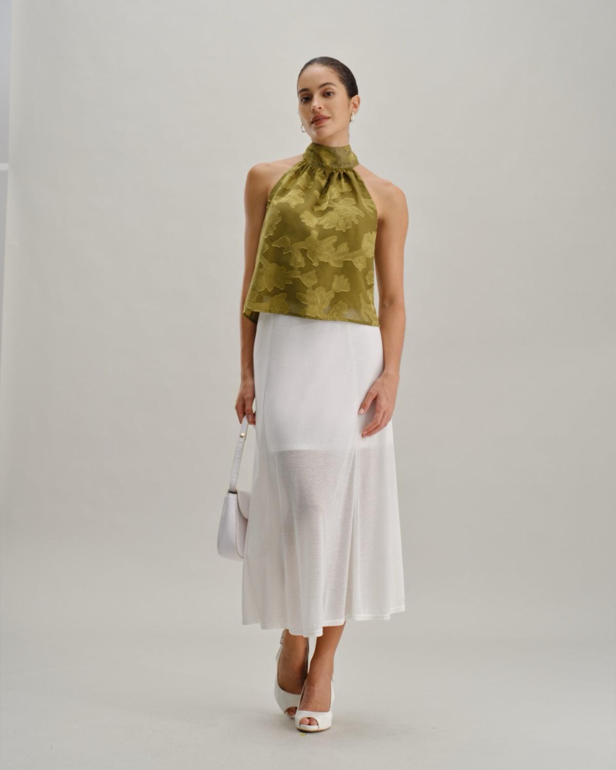 Green Floral Turtle Neck Tank Top Product Image