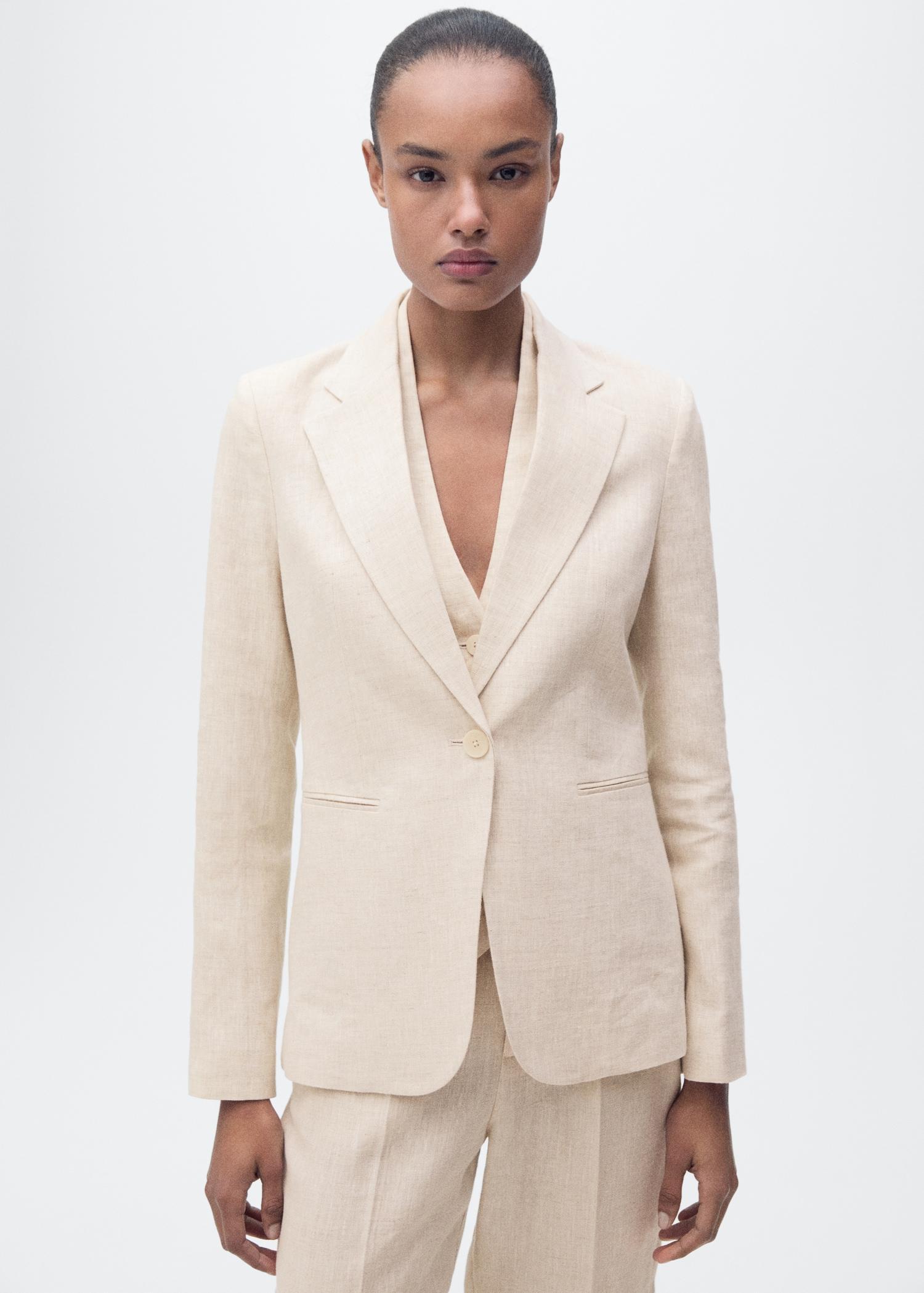 Linen suit blazer - Women | MANGO USA Product Image