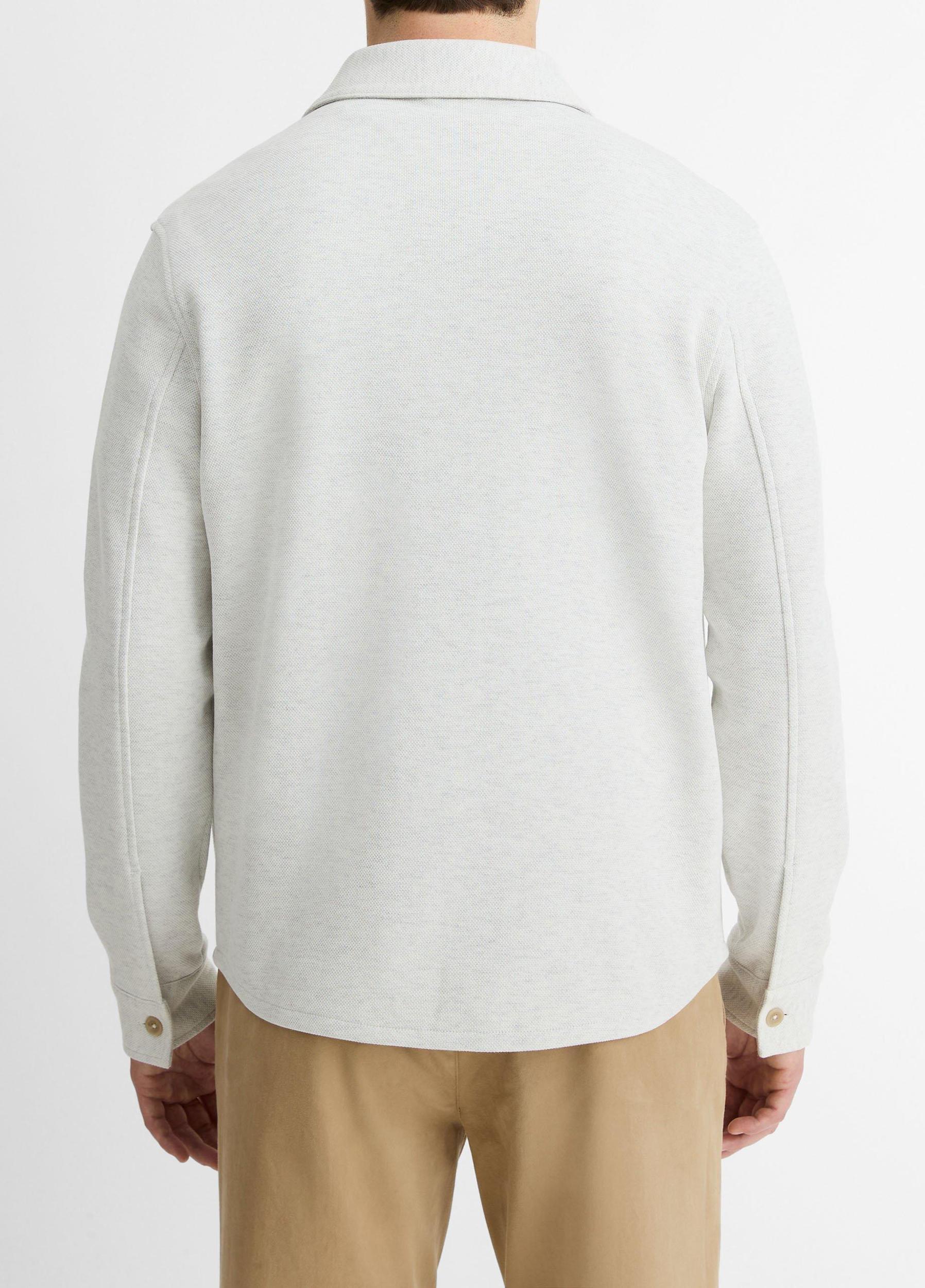 Mens Double-Knit Cotton-Blend Piqu Shirt Jacket, Black/medium Heather Grey, Size L Vince Product Image