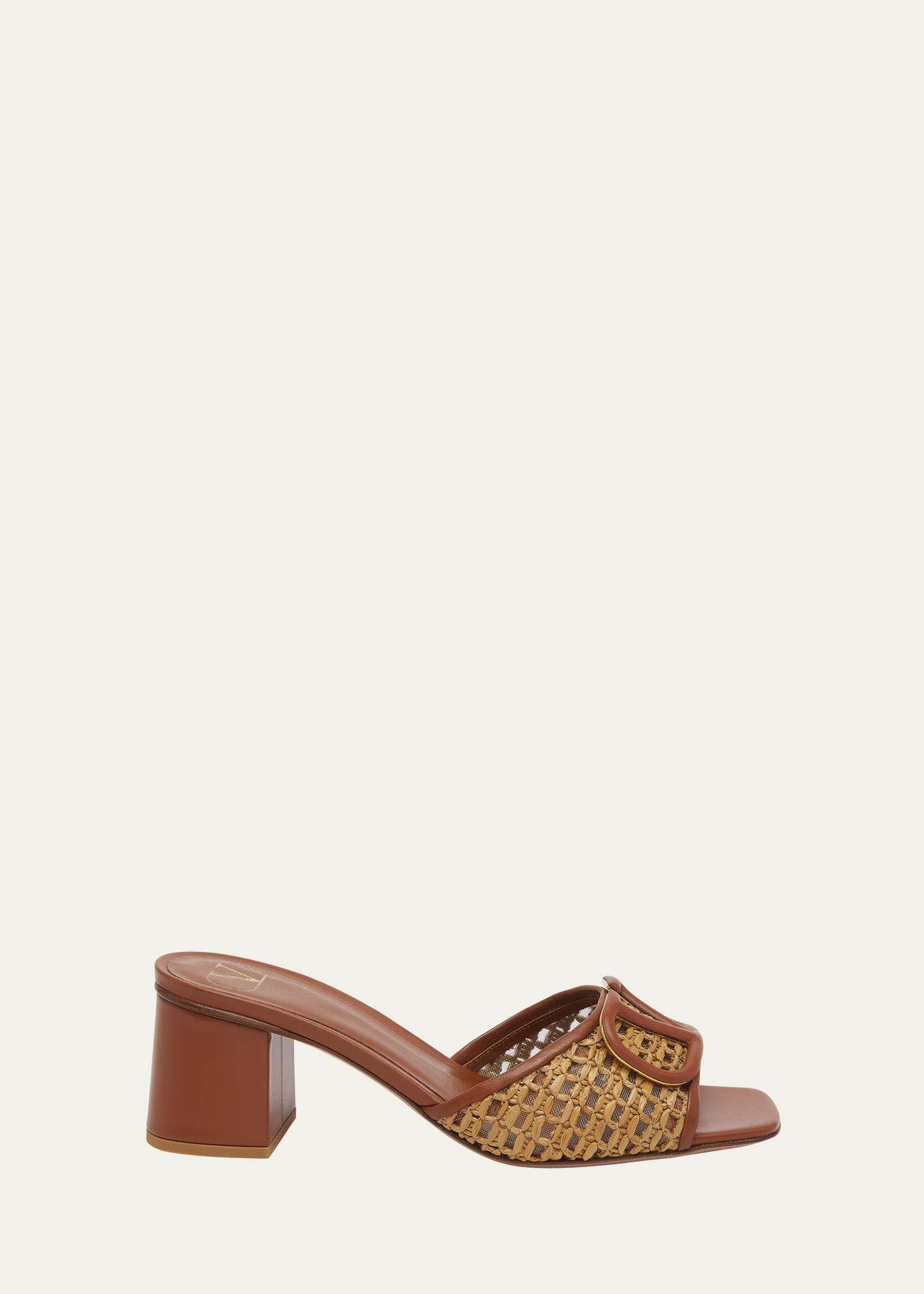 VLogo Medallion Raffia Slide Sandals Product Image