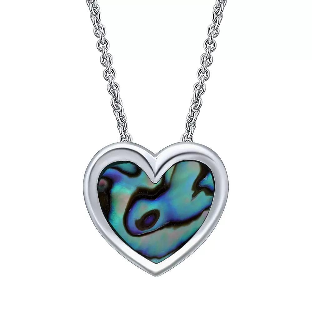 Aleure Precioso Silver Plated Abalone Heart Pendant Necklace, Women's, Size: 18", Silver Tone Team Product Image