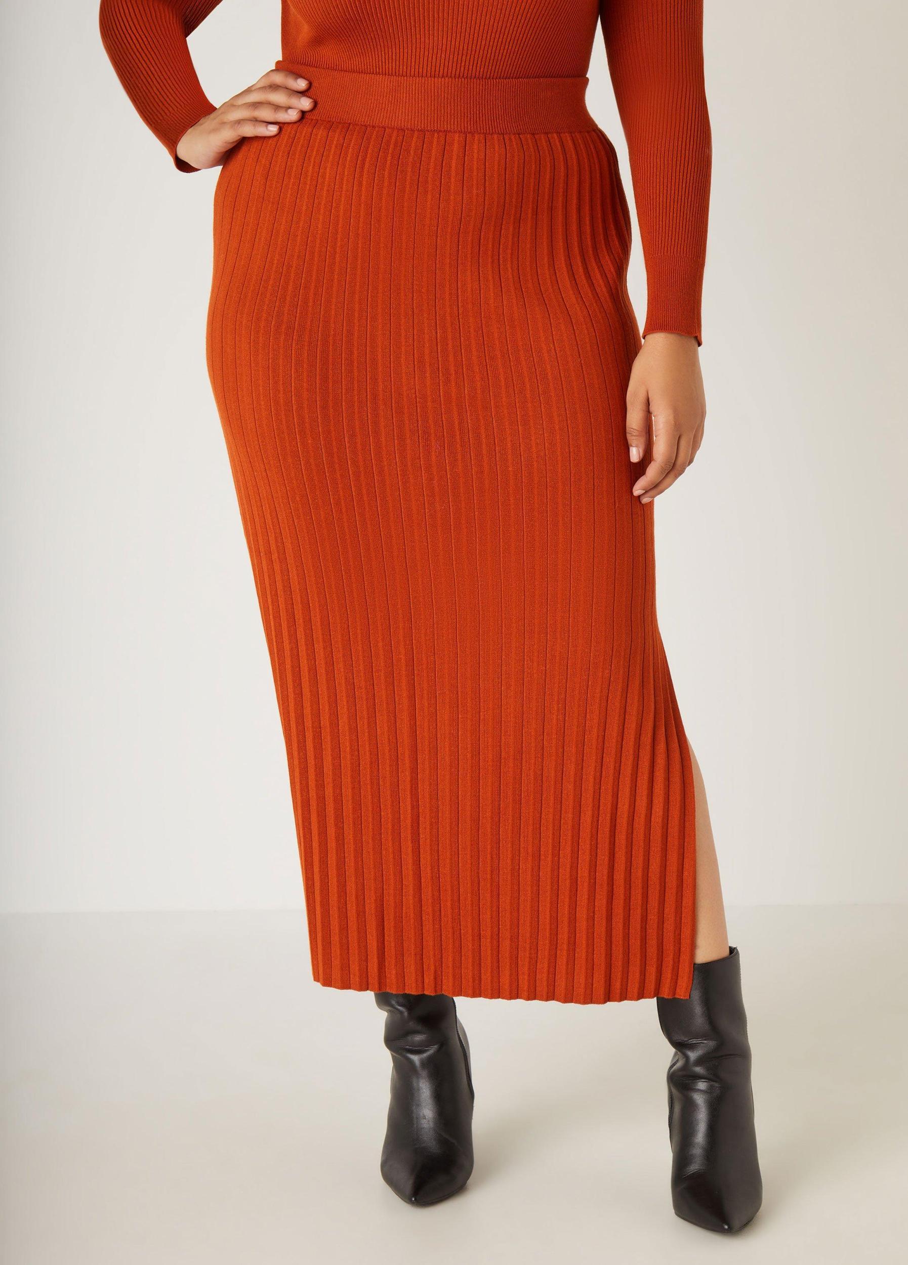 Pleated Knitted Midi Skirt Product Image