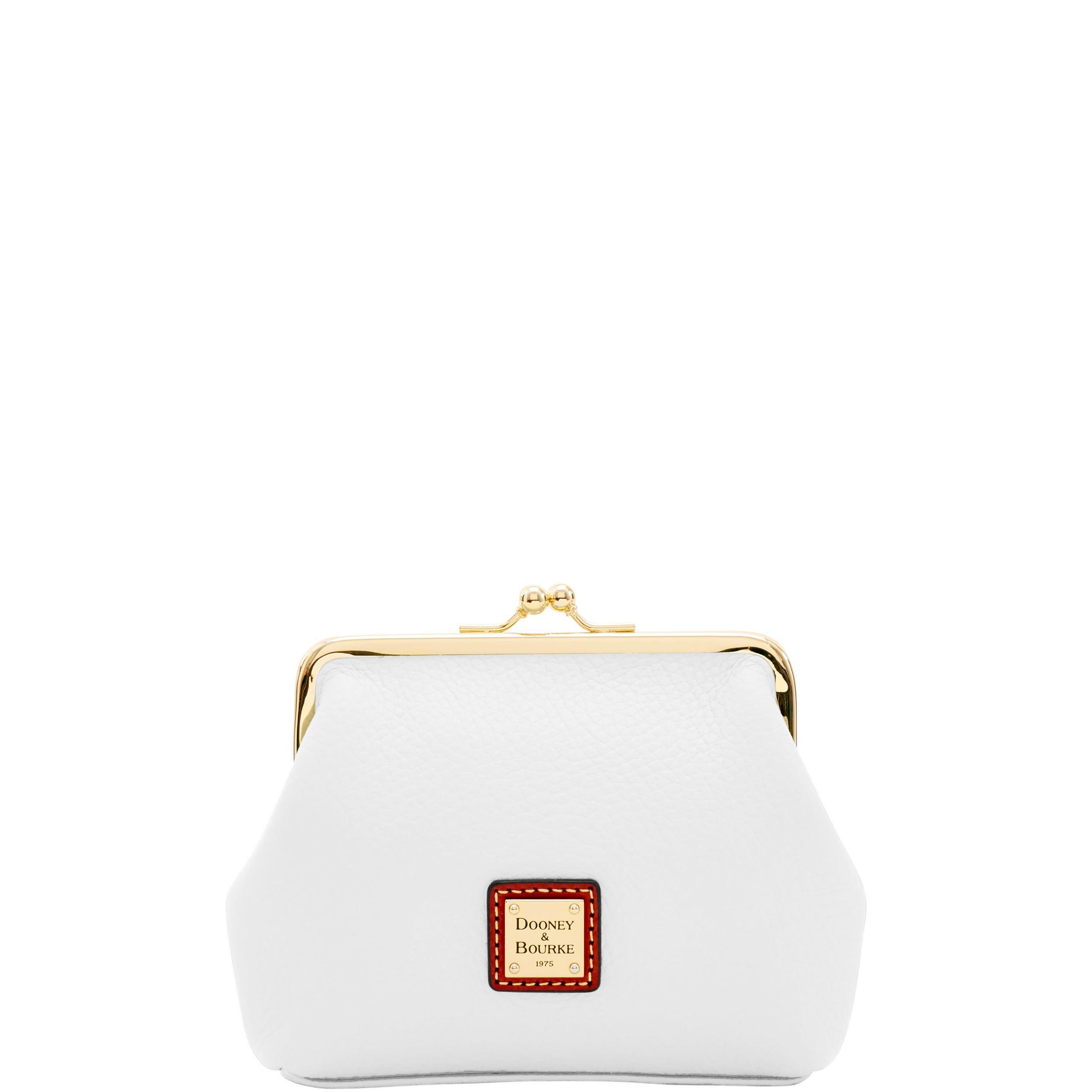 Dooney & Bourke Womens Pebble Grain Large Frame Leather Purse Bag in White Product Image