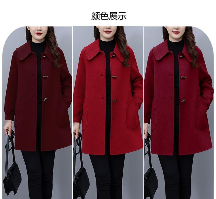 Collared Plain Button Coat Product Image