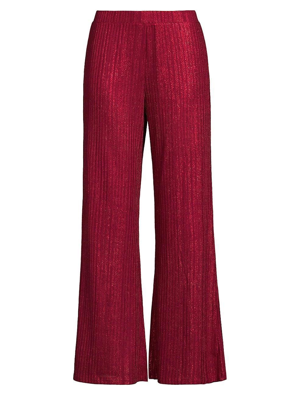 Womens Jenna Metallic Pliss Wide-Leg Pants Product Image