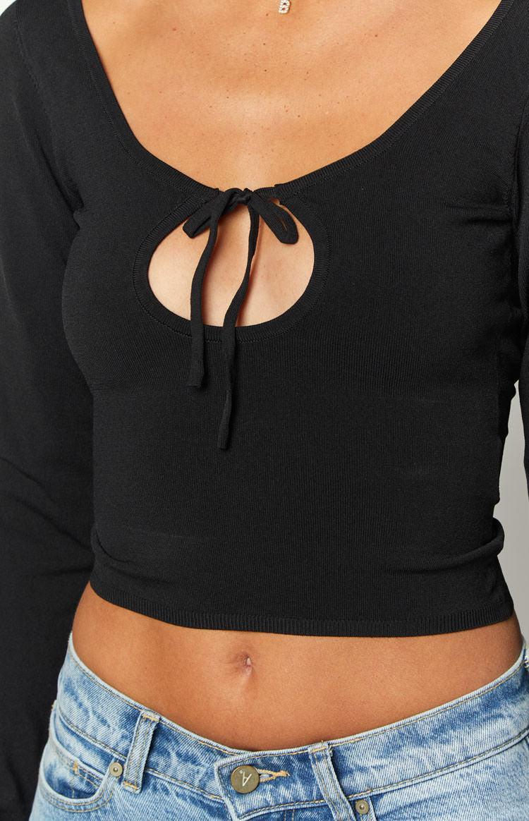 Vortex Black Long Sleeve Knit Top Product Image
