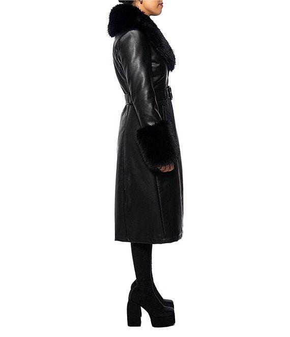 Azalea Wang Kaya Faux Fur Oversize Shawl Collar Belted Trench Coat Product Image