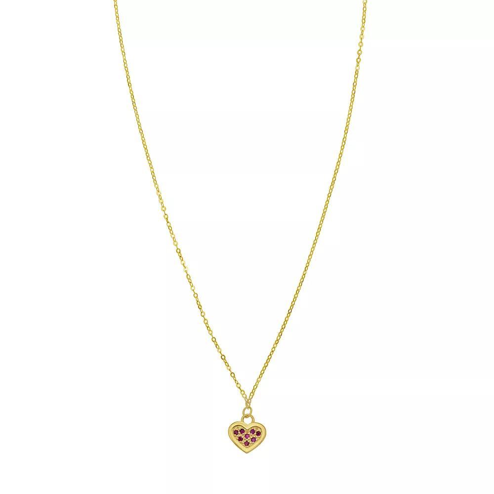 14k Gold Ruby Heart Pendant Necklace, Women's, Size: 18" Product Image
