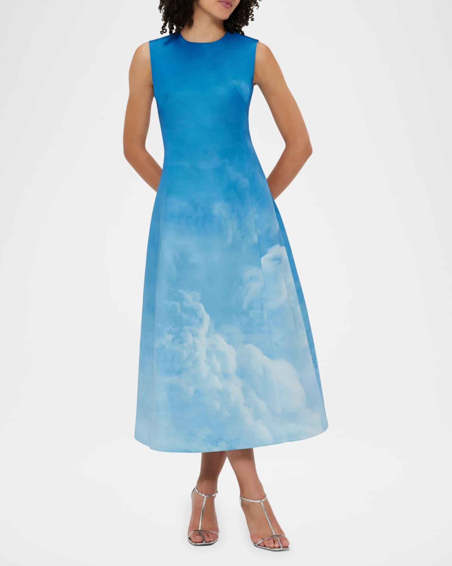Cleo Sleeveless Cloud-Print Midi Dress Product Image