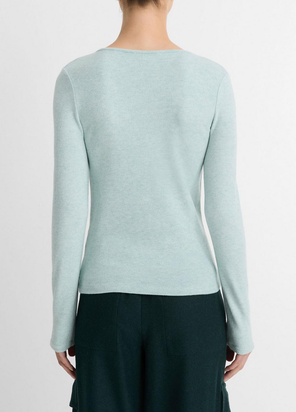 Womens Cozy Long-Sleeve V-Neck Top, Heather Aqua Mineral, Size S Vince Product Image