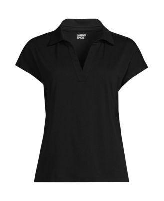 Women's Lands' End Johnny Collar Short Sleeve Polo, Size: Medium, Spring Green Product Image