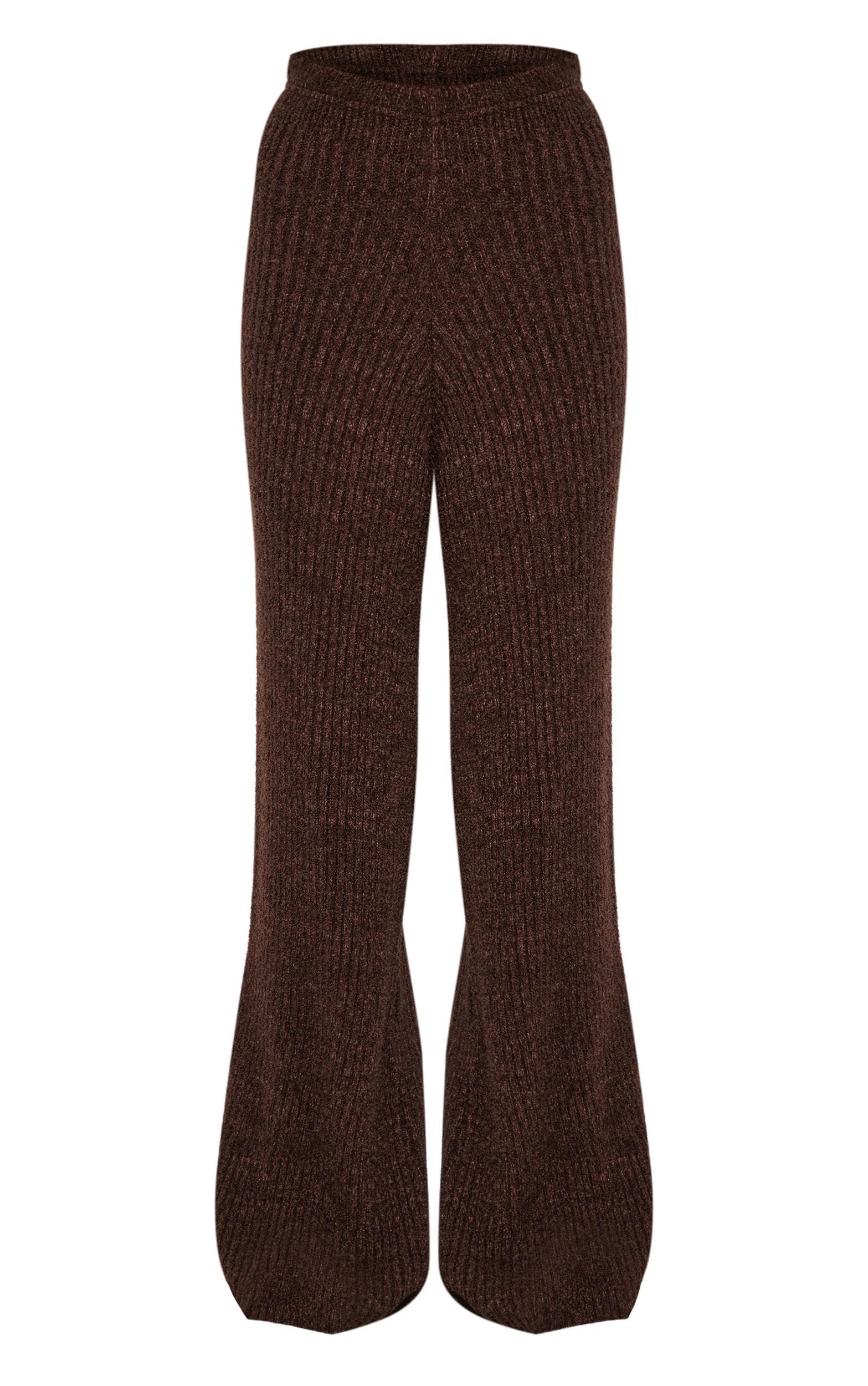 Chocolate Rib Boucle Knit Wide Leg Pant Product Image