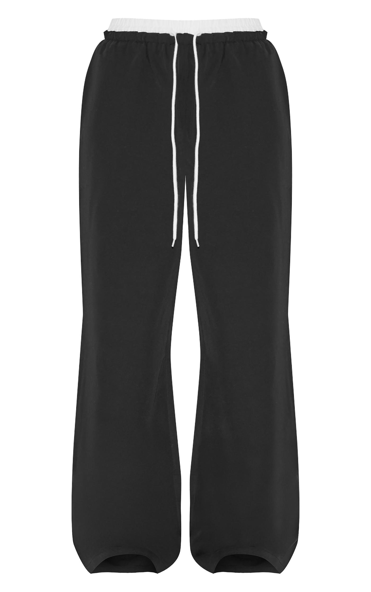 Black Boxer Detail Drawstring Waist Pants Product Image