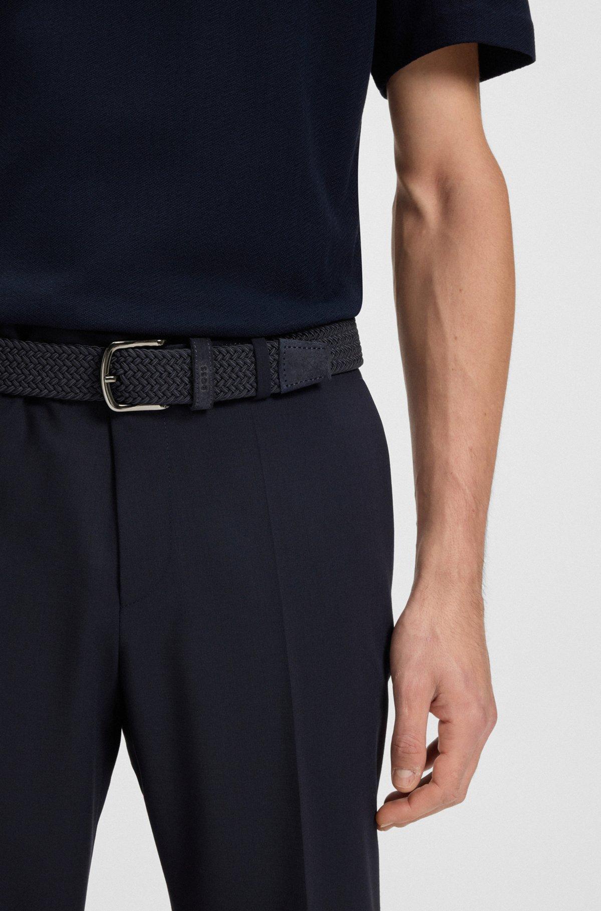 Woven belt with leather trims Product Image